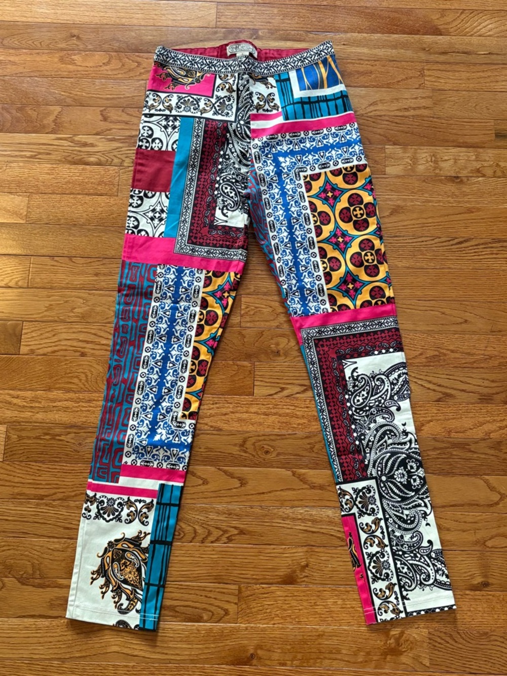 Colorful Patchwork Print Pants